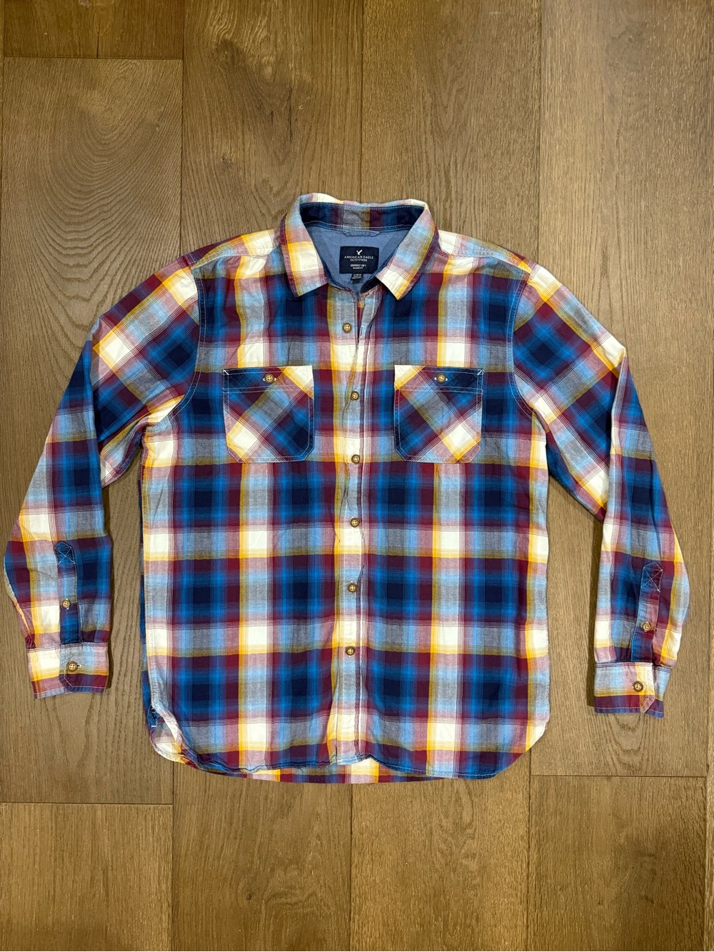 American Eagle Seriously Soft Plaid Flannel Button Down Shirt